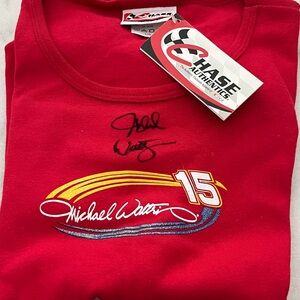 Chase  Vintage Autographed Michael Waltrip Red Racing Tee